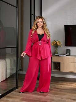 Жіночий костюм-двійка з шовку колір рожевий р.46/48 454689