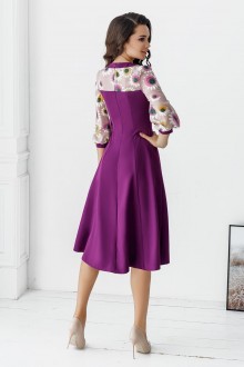 Жіноча сукня зі вставками із принтованого шифону фіолетова р.56/58 381715