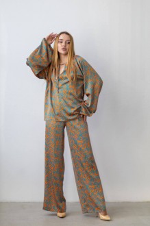 Жіноча піжама шовк Армані «Lara» колір помаранчевий р.L 455530