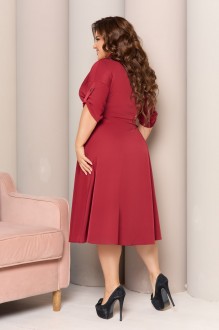 Жіноча сукня з поясом колір бордо р.56/58 441597