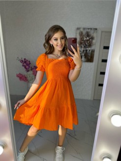 Жіноча сукня вільного крою колір помаранч р.50/52 437707