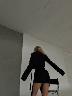 Жіночий костюм спідниця та піджак колір чорний р.42/44 454740