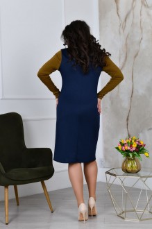 Жіноча трикотажна сукня кольору синій з гірчицею р.56/58 396974