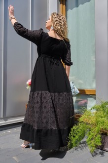 Жіноче комбіноване плаття максі колір чорний р.56/58 433532