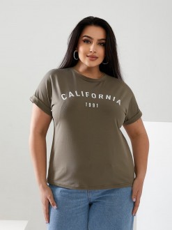 Жіноча футболка California колір світлий хакі р.42/46 432428