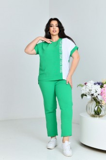 Жіночий прогулянковий костюм двійка колір зеленый р.56 432244