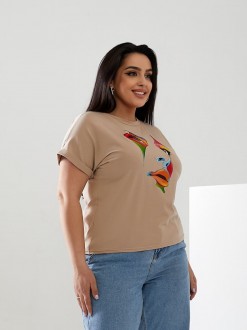 Жіноча футболка FACE колір бежевий р.56/58 433161