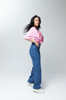 Жіночі джинси в смужку &quot;PRO ПРЯМОТУ&quot; колір синій р.38 445704