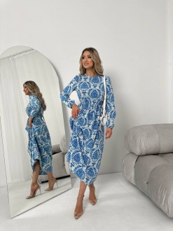 Жіноча сукня із шовкового софту колір синій р.46/48 453519