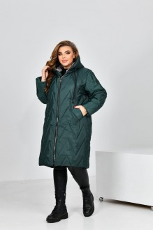 Жіноча тепла курточка колір темно зелений р.58 447521