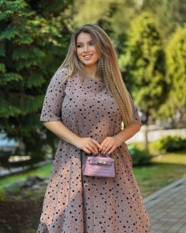 Жіноча сукня вільного крою колір бежевий р.50/52 434699
