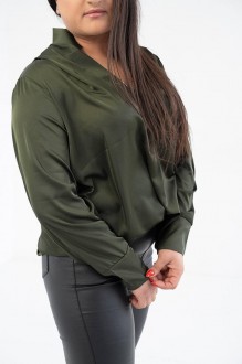 Жіноча сорочка із шовку армані колір хакі р.50/54 446634