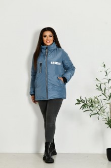 Жіноча коротка куртка колір джинс р.48/50 449635