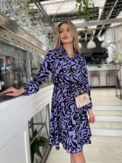 Жіноча сукня з поясом колір фіолетовий р.46/48 449593