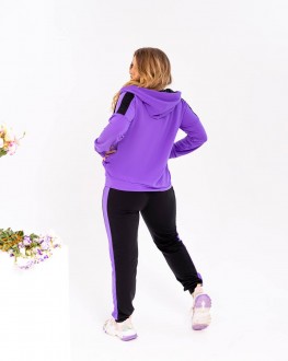 Жіночий спортивний костюм кофта фіолетового кольору та чорні штани р.54/56 379799