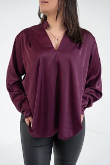 Жіноча сорочка із шовку армані колір бордо р.56/60 446023