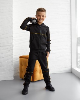 Спортивний костюм на хлопчика колір чорний/жовтий р.158 408242