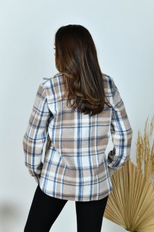 Жіноча сорочка в клітинку  колір коричневий беж із синім р.42/46 442100