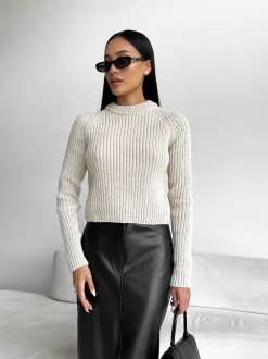 Жіночий светр із текстурним візерунком колір світло-бежевий р.42/46 441959