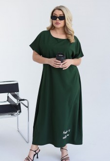 Жіноча сукня вільного крою міді колір пляшка р.60/62 459356