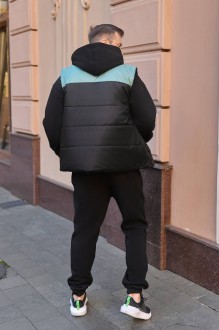 Чоловічий спортивний костюм трійка колір чорний-олива р.XXL 440698