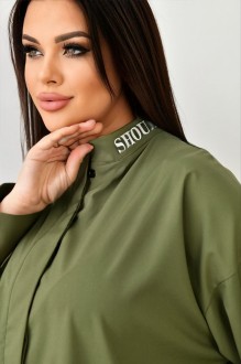Жіноча блуза із софту колір хакі р.60/62 452870