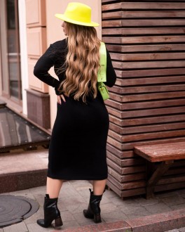 Жіноча ангорова сукня в рубчик чорного кольору р.52/54 387331