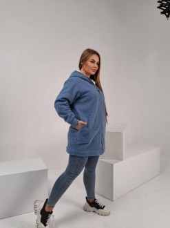 Женская куртка барашек на меху голубого цвета р.60/64 386629