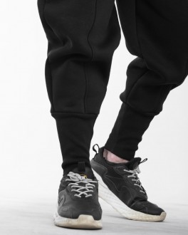 Унісекс теплі спортивні штани колір чорний р.М 444545