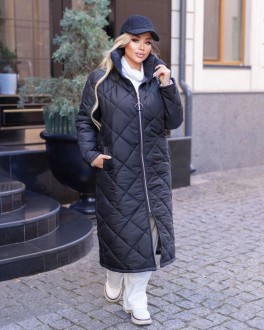 Жіноче пальто з плащової тканини колір чорний р.54/56 447777