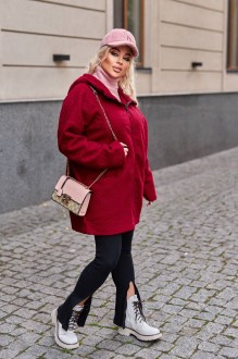 Жіноча тепла куртка бордового кольору р.62/64 380591