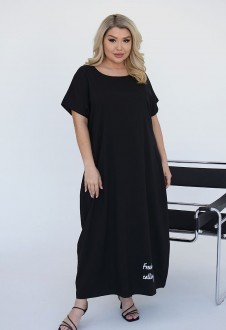 Жіноча сукня вільного крою міді колір чорний р.60/62 459365