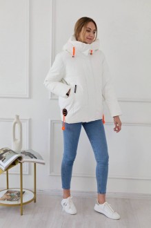 Жіноча куртка з капюшоном колір білий р.L 445440