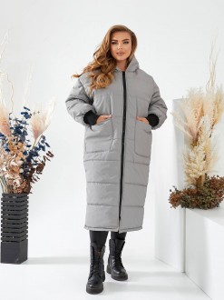Жіноча тепла зимова куртка  оливкового кольору  р.54/56 377579