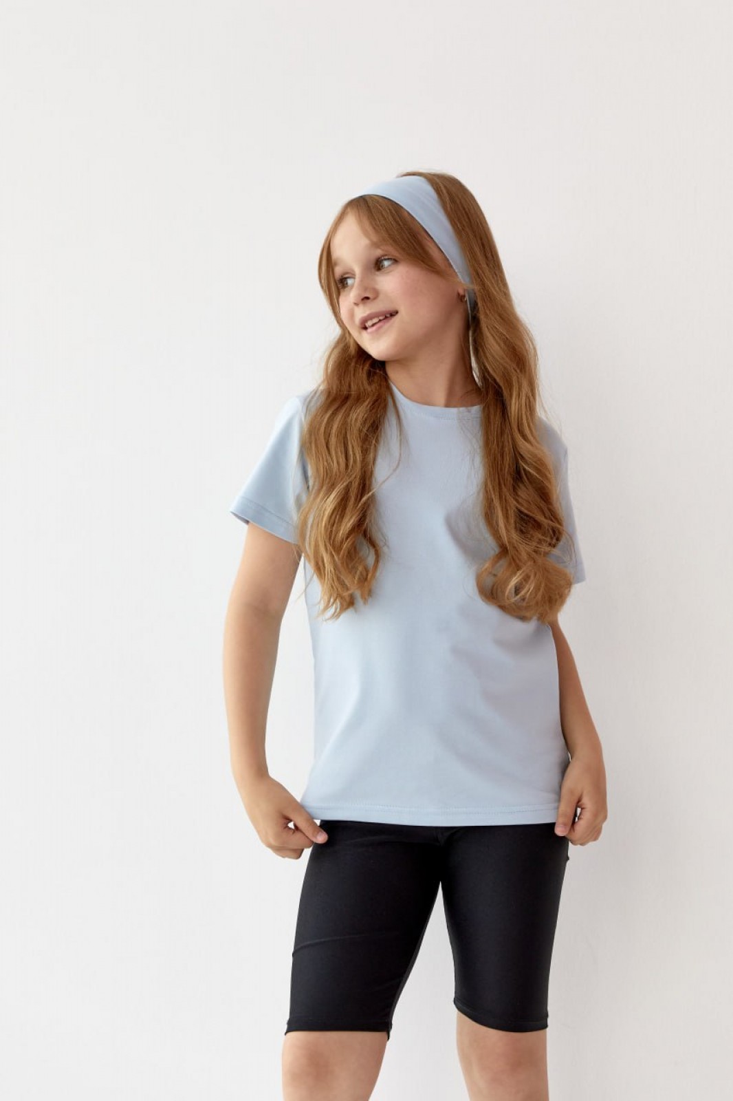 Базова дитяча однотонна футболка колір світло-блакитний р.170 441136