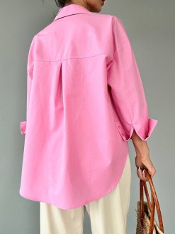 Жіноча базова сорочка з бавовни колір рожевий р.42/46 449326
