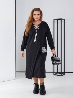 Жіноча сукня у спортивному стилі колір чорний р.56/58 450515