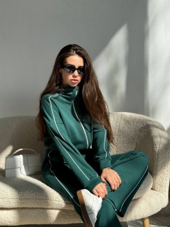 Жіночий костюм з брюками палаццо колір зелений р.46/48 454407