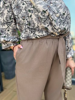 Жіночі штани прямого крою колір кавовий р.58/60 432553