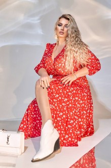 Жіноча вільна сукня із софту колір червоний р.50/52 449677
