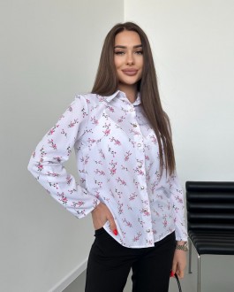 Жіноча блузка софт колір білий принт р.46/48 454244