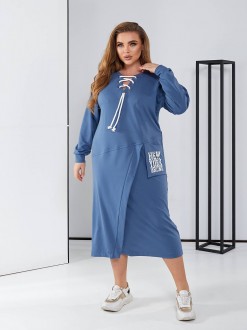 Жіноча сукня у спортивному стилі колір джинс р.52/54 450512