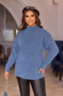 Жіночий светр із високим горлом колір джинс р.48/50 447408