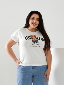 Жіноча футболка HIP-HOP колір молочний р.56/58 433167