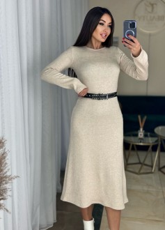 Жіноча сукня із ангори колір бежевий р.46/48 447941