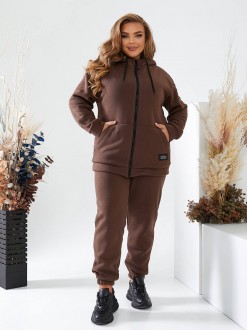 Жіночий теплий костюм на флісі колір шоколад р.52/54 442890
