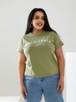 Жіноча футболка California колір фісташковий р.56/58 432467
