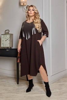 Жіноча сукня вільного крою колір шоколад р.62/64 449377