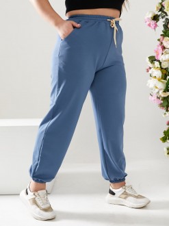 Жіночі спортивні штани двонитка джинсового кольору р.56 406164