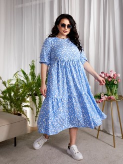 Жіноча сукня вільного крою колір блакитний р.48/50 431419